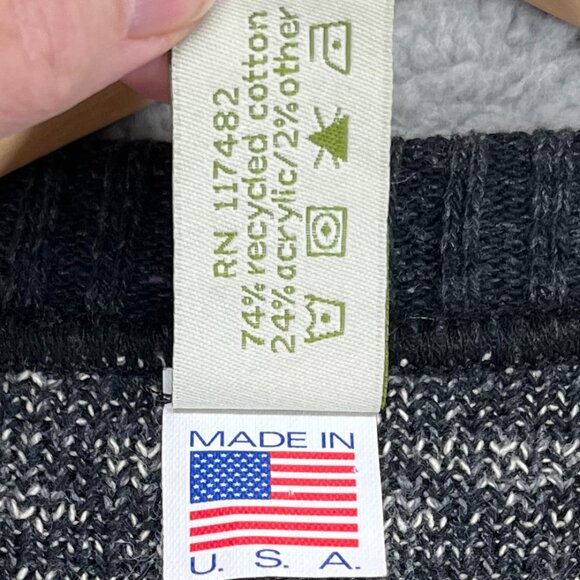 Cat Print Knit Cardigan Sweater Size XL Green 3 Made in USA Recycled Cotton - Picture 6 of 6